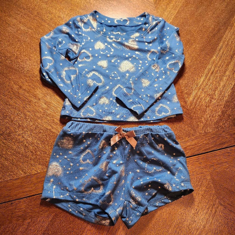 Baby Sweet Dreams by Young Hearts Blue Gold Pajama Set 12 Months